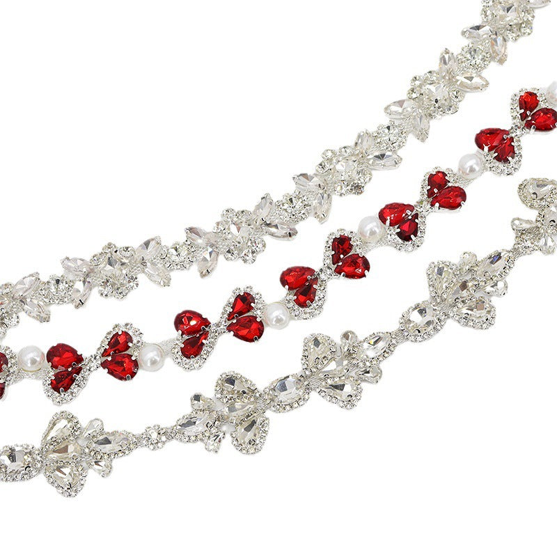 A rhinestone chain diamond jewelry fancy welding drill chain hand seam drill metal chain accessories horse eye drill claw chain DIY accessories - Mixbatch