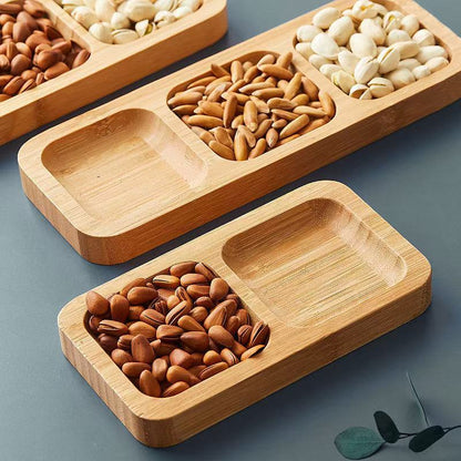 طبق فواكه مجففة على الطراز الياباني مصنوع من الخيزران والخشب 