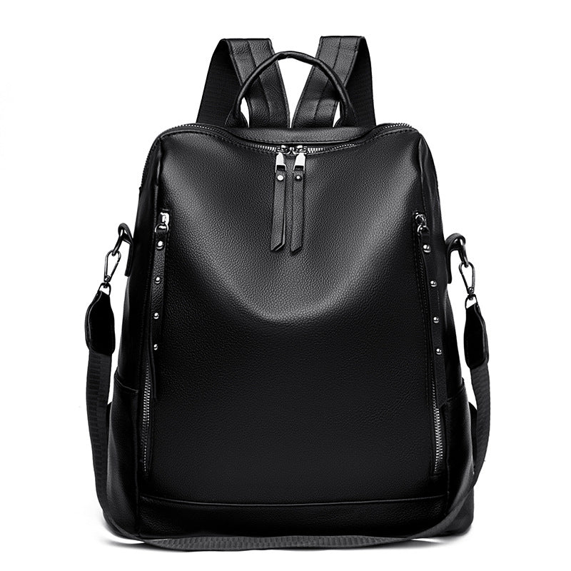 A Women's Soft Leather Backpack Large Capacity Student School Bag Computer Backpack Fashion Crossbody Backpack