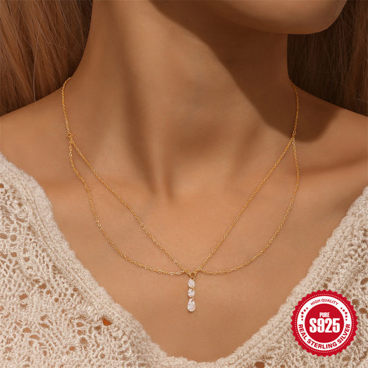 A S925 Double Diamond Necklace