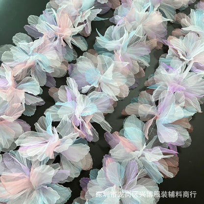 A 14cm three-dimensional organza lace DIY gradual change handmade flower clothing accessories decorative flower ballet doll dance dress - Mixbatch