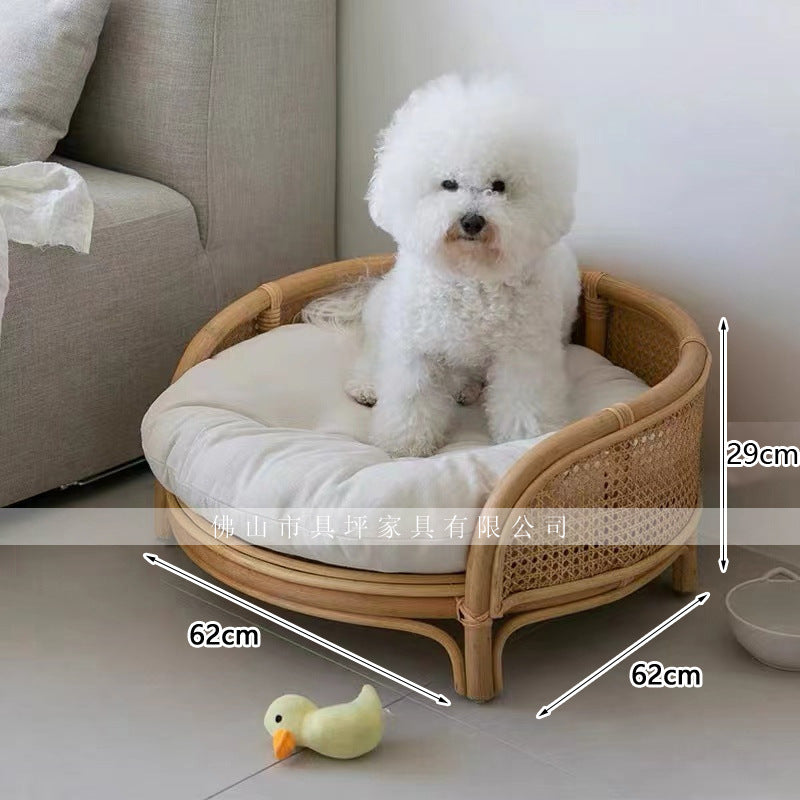 A rattan pet bed