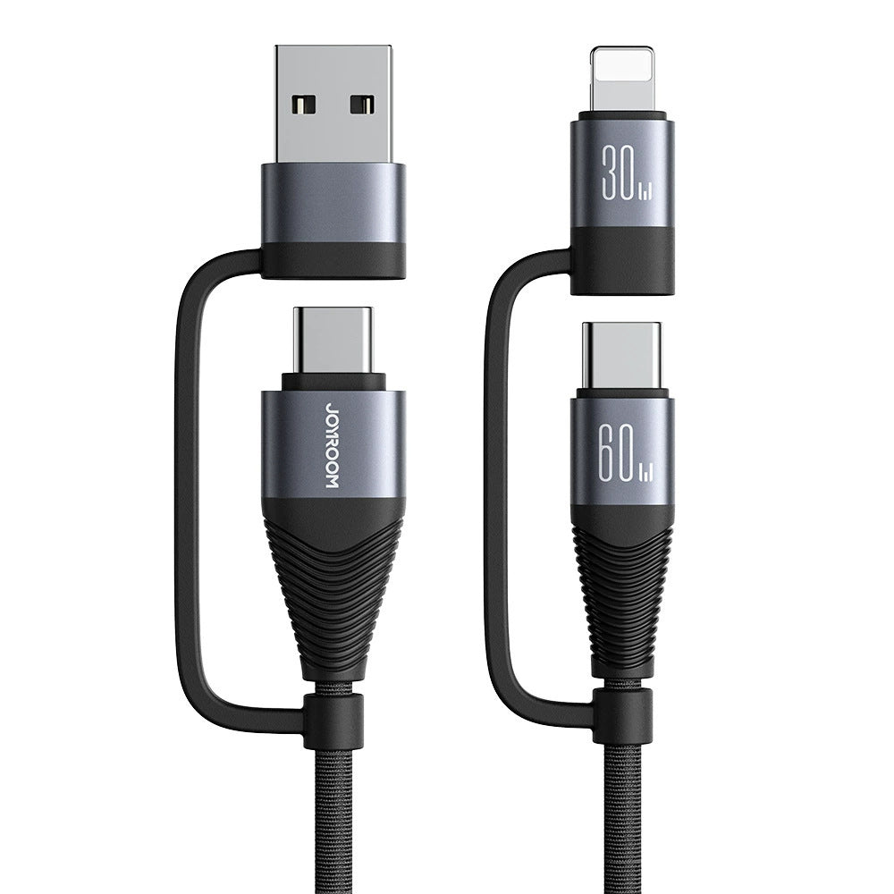 A JOYROOM braided aluminum alloy four-in-one data cable