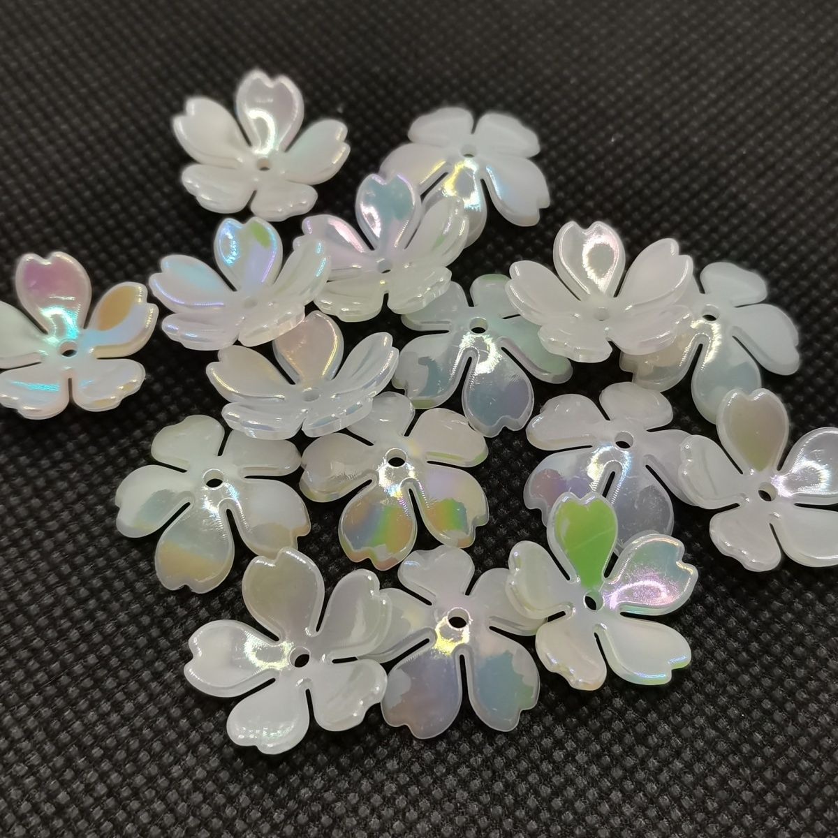 A electroplated color large five-piece small flower ab color plastic flower 18mm handmade DIY material new hair accessories - Mixbatch