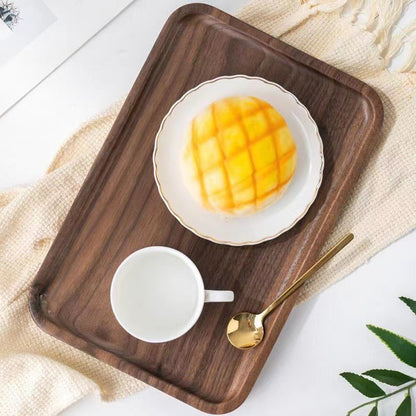 A Black walnut tray Rectangle Japanese-style household water cup Solid wood tray Original wooden tea tray Dining tray Wooden plate