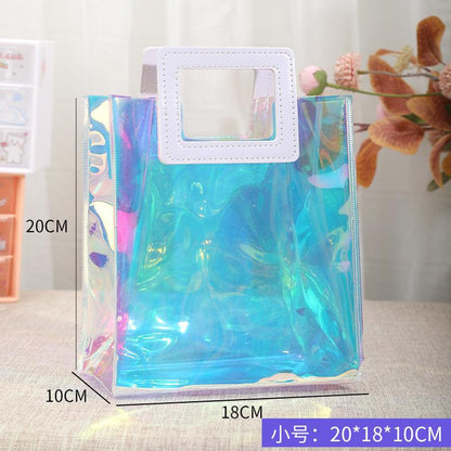 A colorful laser pvc tote bag