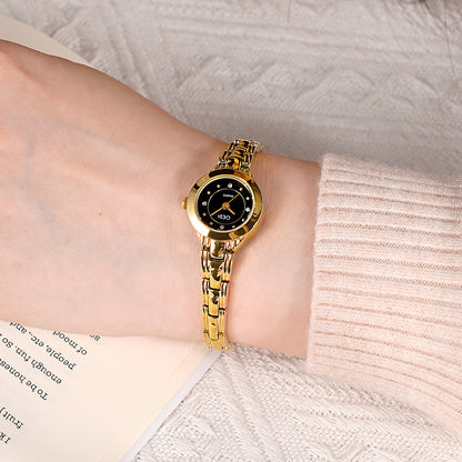 A niche light luxury small exquisite alloy bracelet watch high-end sense diamond-encrusted women's waterproof quartz watch