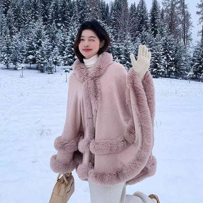 A new loose fur collar shawl