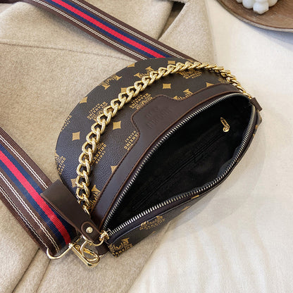 A new fashion printed simple retro breast bag shoulder bag Korean version messenger women's bag - Mixbatch