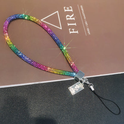 A Mobile phone lanyard length Wrist rhinestone lanyard Women's high-end luxury full diamond pendant Colorful fashion pendant - Mixbatch