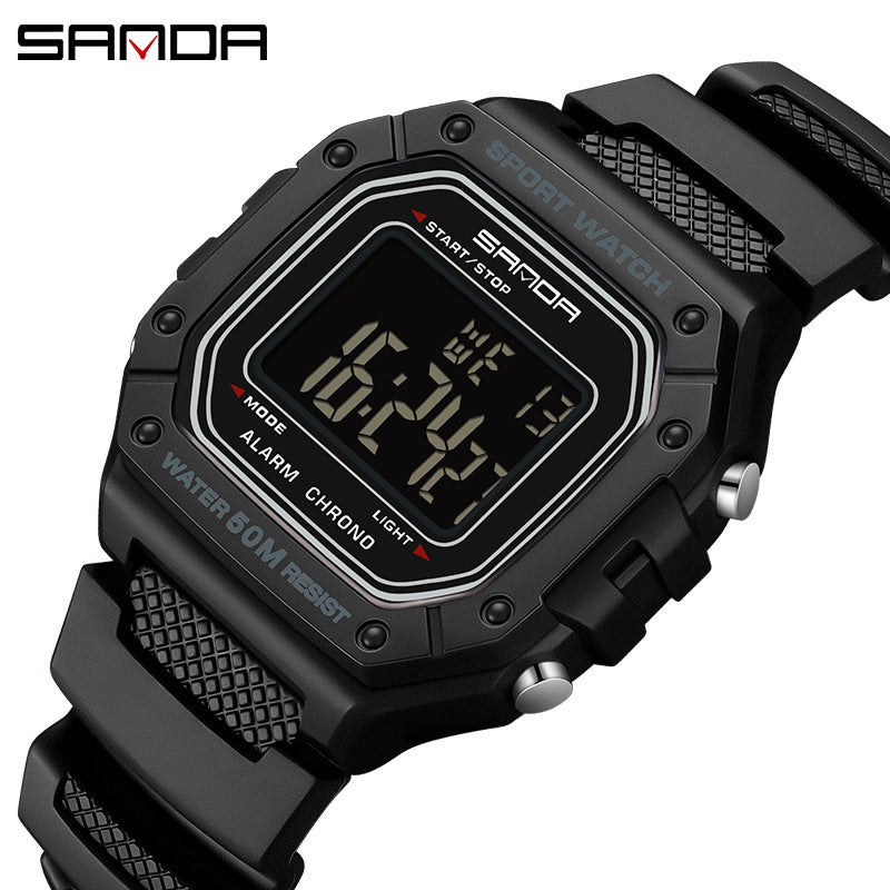 A version of swimming waterproof youth electronic watch simple alarm clock single display small square men and women, student wrist