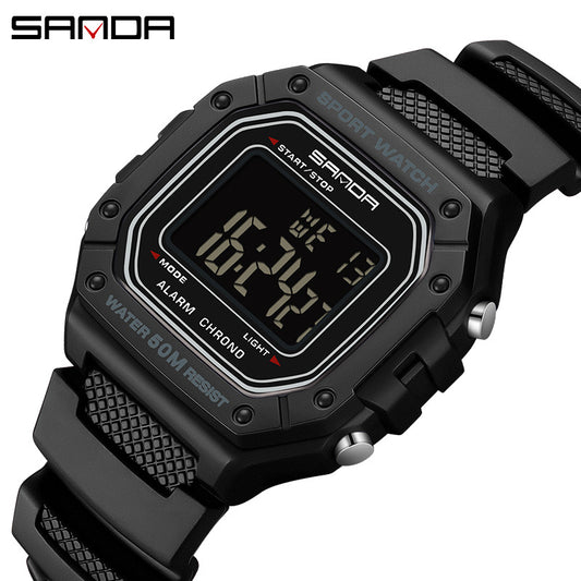 A version of swimming waterproof youth electronic watch simple alarm clock single display small square men and women, student wrist