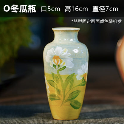 A Jingdezhen handmade oil painting vase dried flower home decoration TV cabinet ornament wine cabinet TV cabinet ceramic flower device