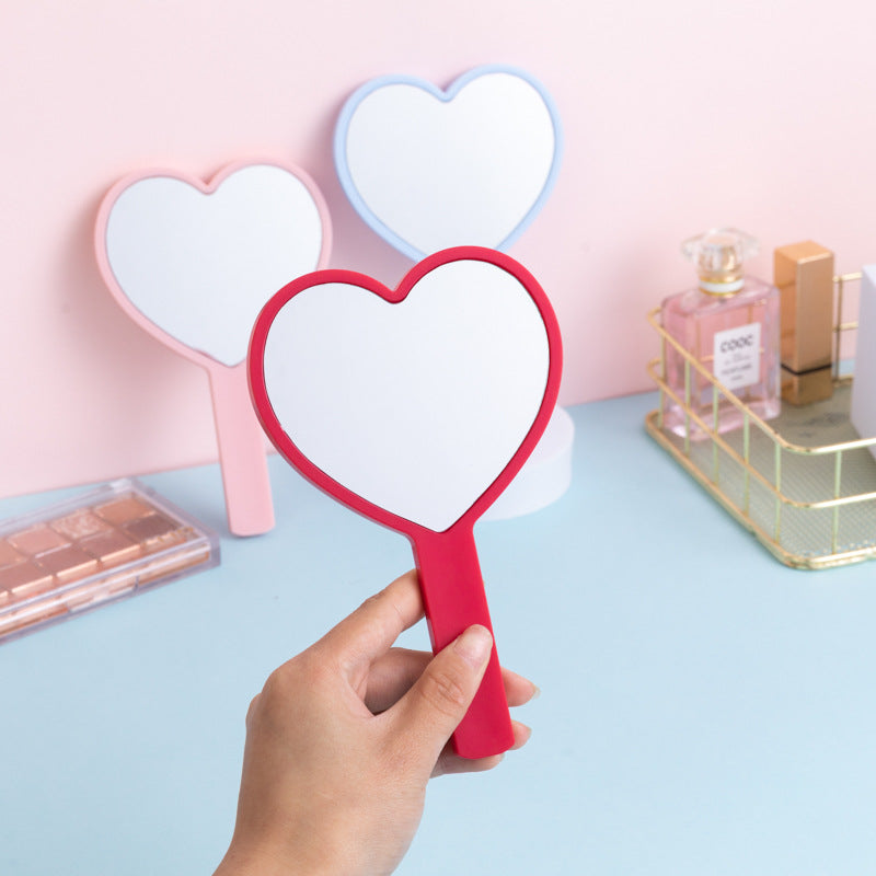 A wholesale love handle mirror portable handheld mirror girls cute small mirror DIY beauty gift dressing mirror - Mixbatch