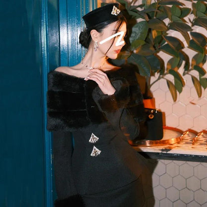 P one-neck skirt set