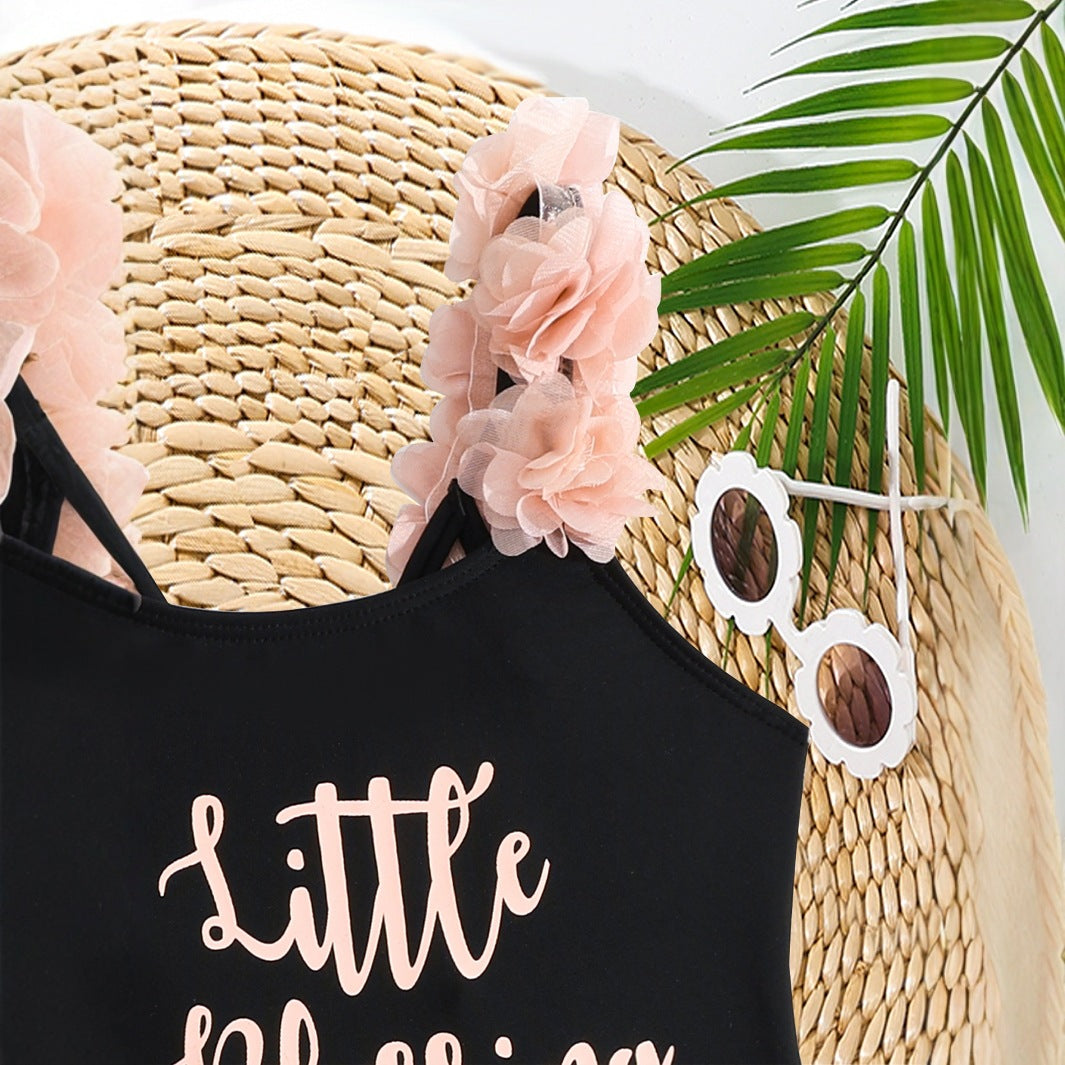 A Offset Letter Cross Back Staple Swimsuit - Mixbatch