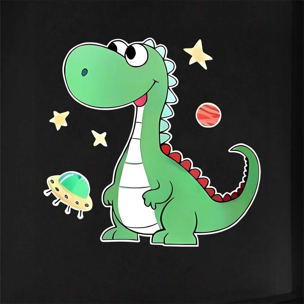 A European, American and foreign trade Amazon summer new hot sale green love dinosaur printing children's clothing set short-sleeved T-shirt shorts