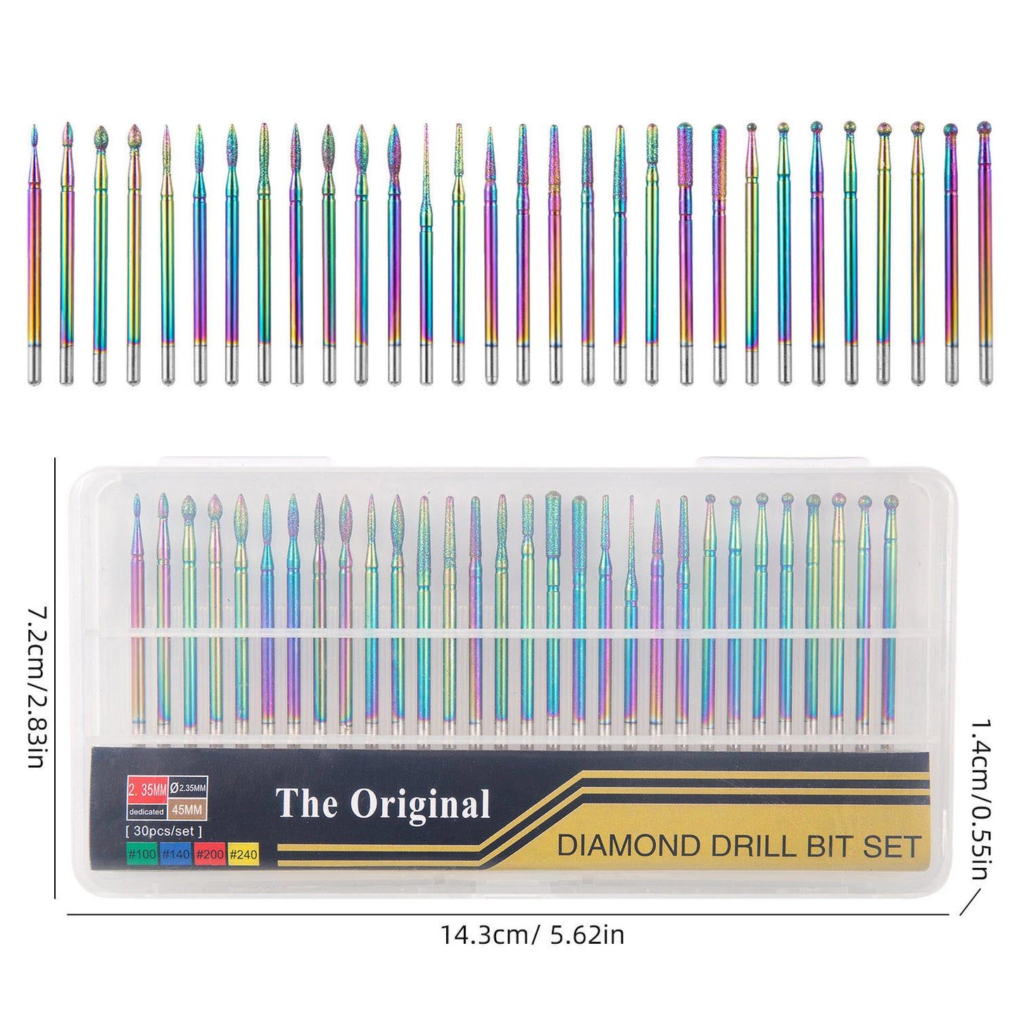 A 2.35mm 30pcs Diamond Nail Grinding Bit Set Accessories