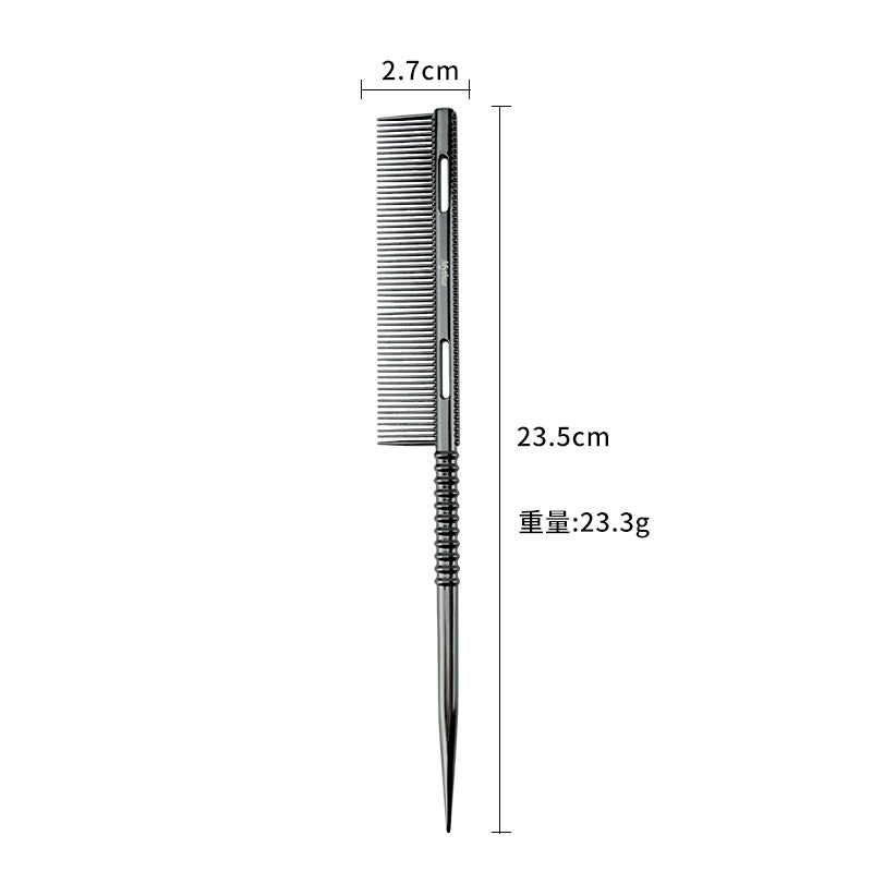 A space aluminum pointed tail comb straight hair