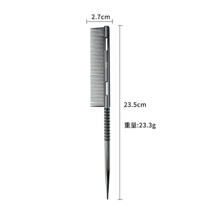 A space aluminum pointed tail comb straight hair