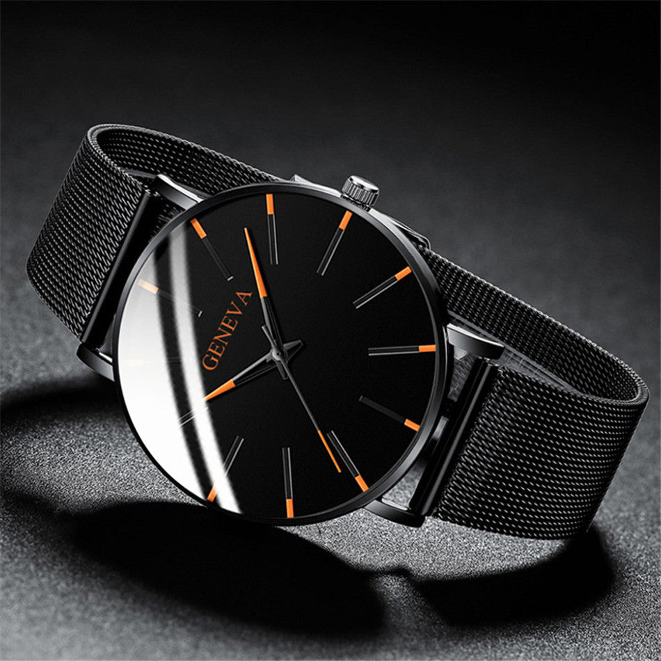 A Geneva Fashion Mesh Strap Watch Men's Watch Colorful Scale Men's Watch Business Quartz Watch Wholesale - Mixbatch