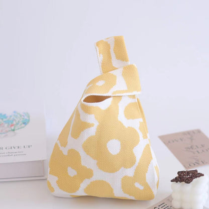 A Internet celebrity handbag women's knitted wool bucket bag Japanese and Korean version versatile hand carry casual tote bag box lunch bag y