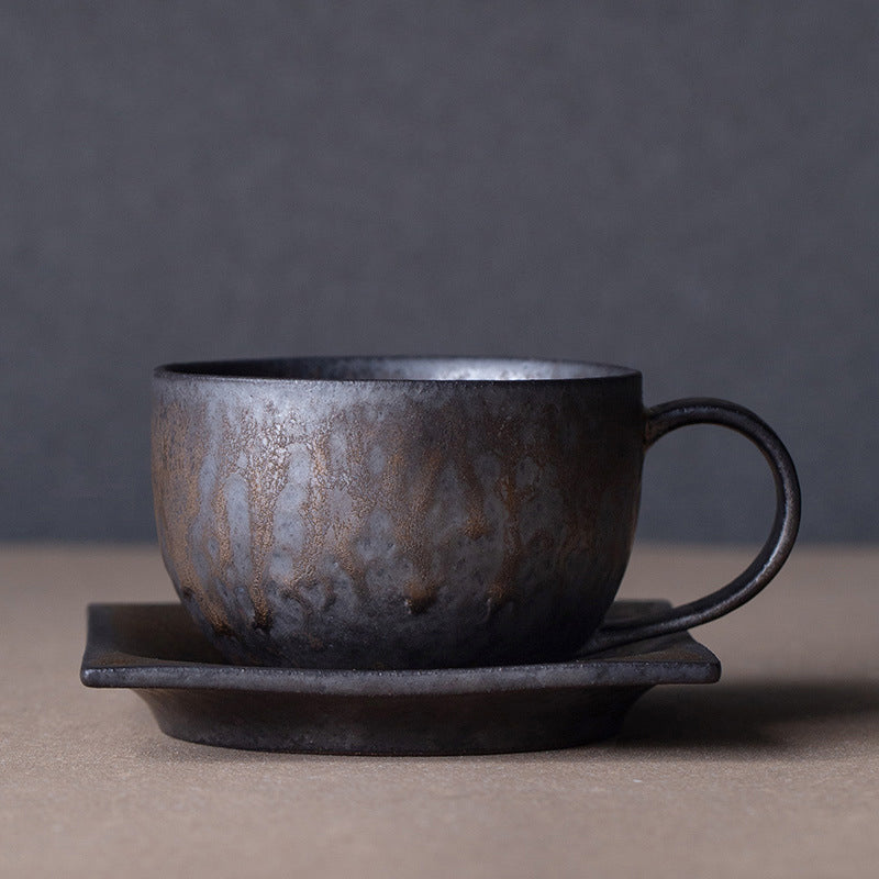 A ceramic cup and saucer set