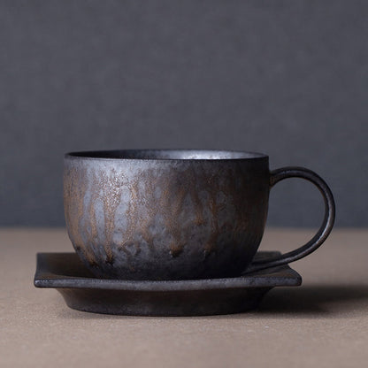 A ceramic cup and saucer set