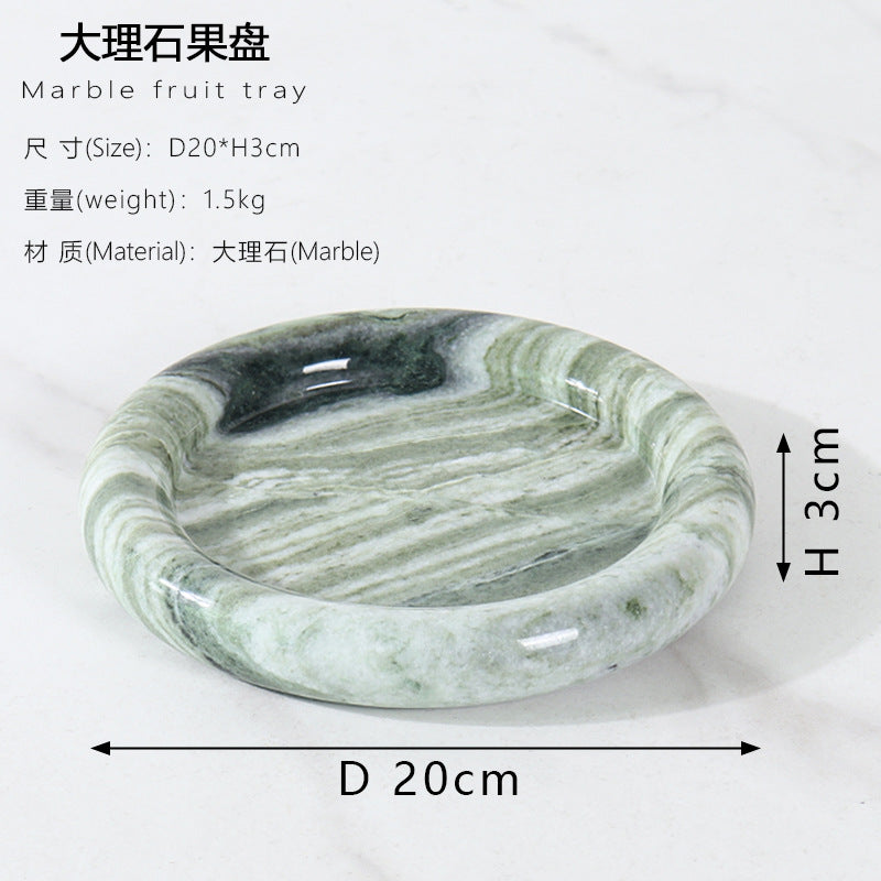 طبق دائري من حجر الترافرتين الأصفر الطبيعي 