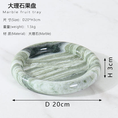 طبق دائري من حجر الترافرتين الأصفر الطبيعي 