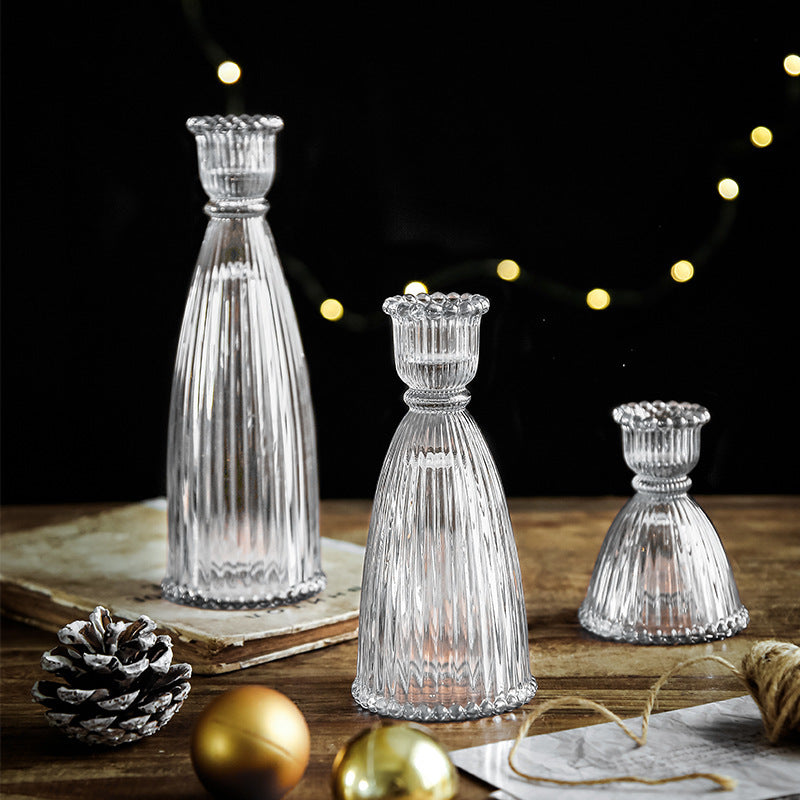 A glass candlestick ornament