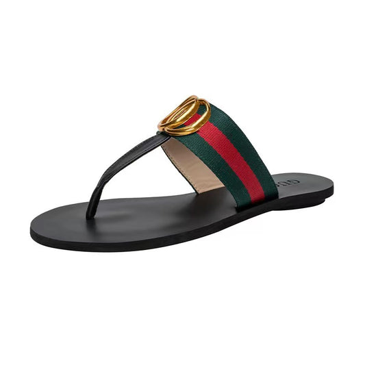 A new four-season flat leather flip-flops women's classic