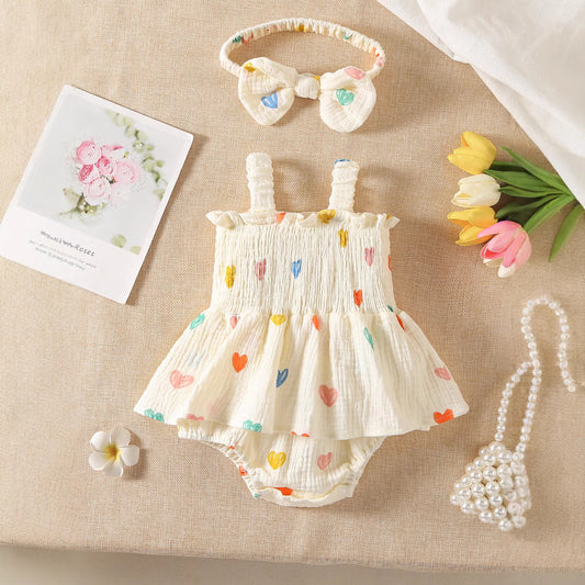 A Korean version of the new summer children's clothing baby onesie newborn baby girl fart coat full moon 100 days sling Romper