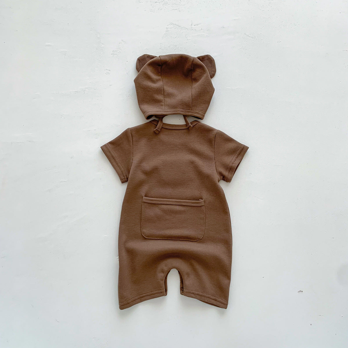 A a baby summer bag fart clothes ins2023 baby bear Waffle one-piece climbing suit for boys and girls - Mixbatch