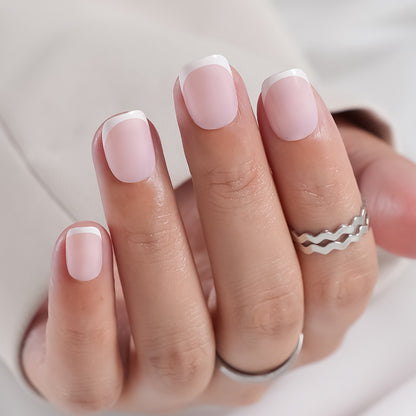 A cross-border explosion European and American style nail piece with diamond long square French manicure three-dimensional love broken diamond wearing nail wholesale - Mixbatch