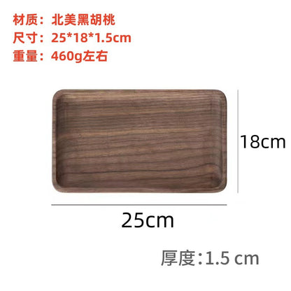 A Black walnut tray Rectangle Japanese-style household water cup Solid wood tray Original wooden tea tray Dining tray Wooden plate