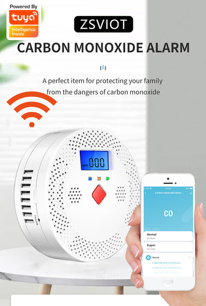 A Graffiti Smart WiFi Carbon Monoxide Gas Detector CO Detector Home Security Gas Leak Alarm