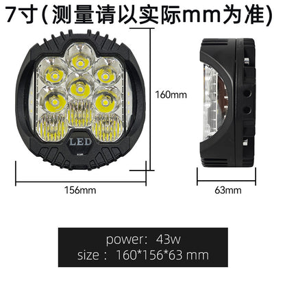 مصباح LED للسيارة 5/7/9 بوصة 90 واط، مصباح عمل مضيء ثلاثي الجوانب، خزان 300، مصباح خارجي معدل لمركبات الطرق الوعرة