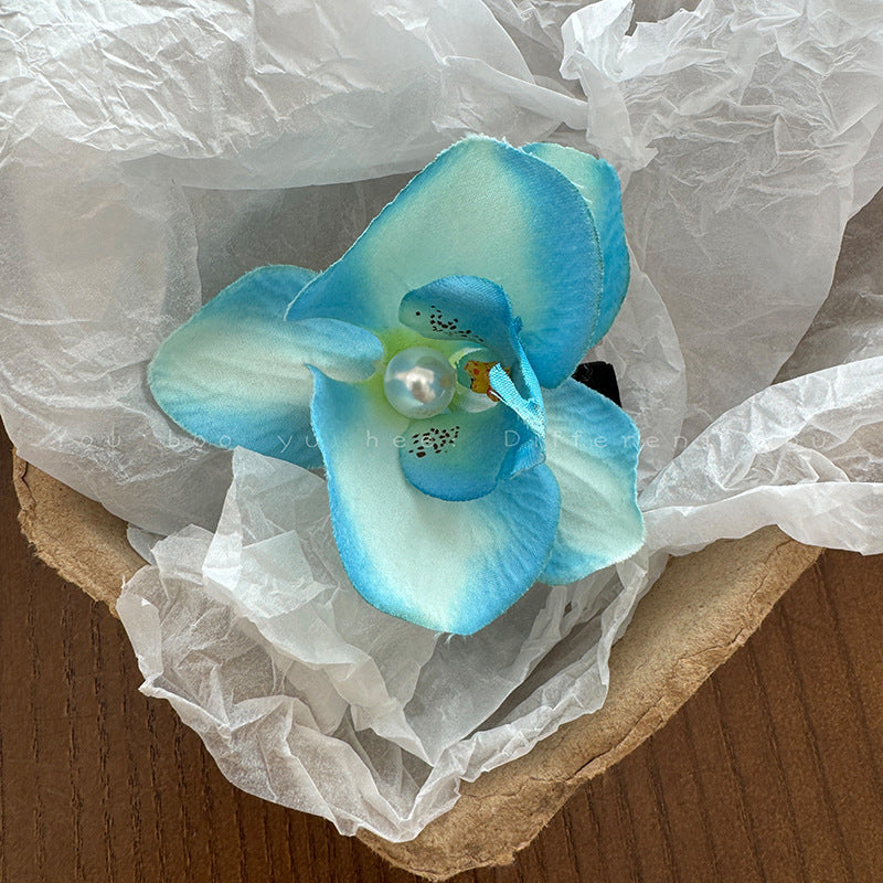 A Super Immortal Phalaenopsis Hairpin Purple Side Flower Hair Accessories Flower Clip Versatile Hairpin Antique Headdress Female Mori