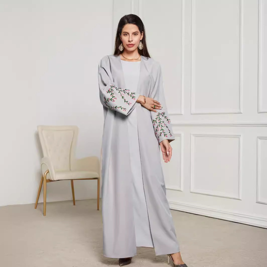 New Muslim Embroidered Middle Eastern Clothing Fashion Elegant Cardigan Embroidered Dress Robe Spot - Mixbatch