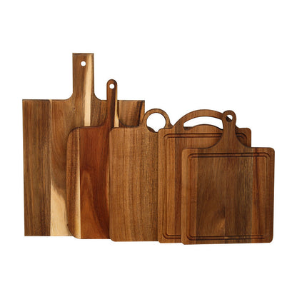 A Acacia wood pizza tray with handle solid wood cheese bread tray household steak plate, creative wooden small cutting board