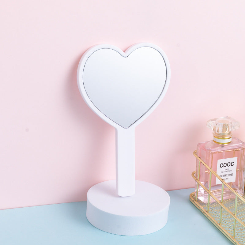 A wholesale love handle mirror portable handheld mirror girls cute small mirror DIY beauty gift dressing mirror - Mixbatch