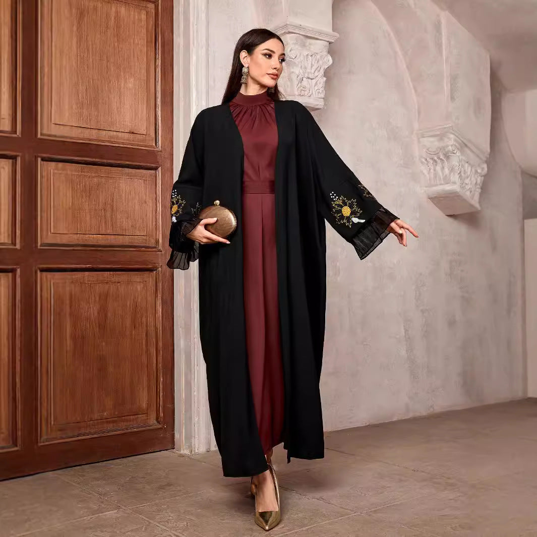 Middle Eastern Muslim Fashion Temperament Elegant Cardigan Dubai Arabian Robe Bat Sleeve Jacket - Mixbatch