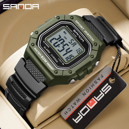 A fashionable small square electronic watch male and female students Korean version simple multi-function luminous waterproof watch factory wholesale