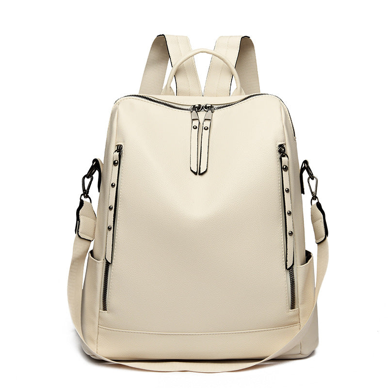 A Women's Soft Leather Backpack Large Capacity Student School Bag Computer Backpack Fashion Crossbody Backpack