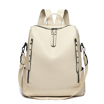 A Women's Soft Leather Backpack Large Capacity Student School Bag Computer Backpack Fashion Crossbody Backpack