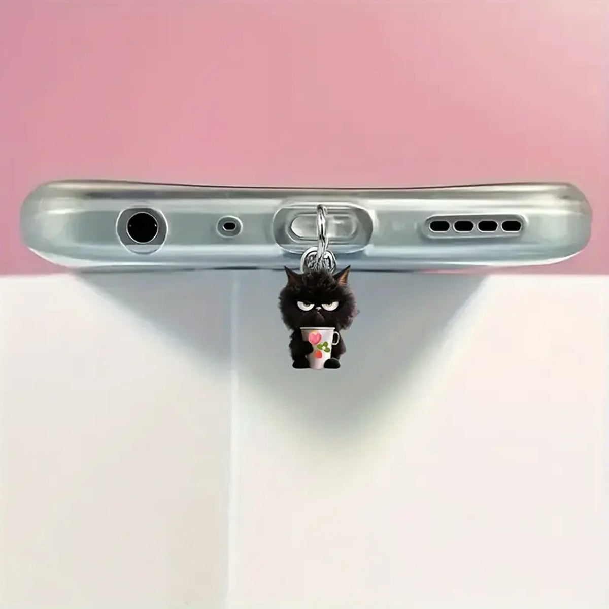 A cute black cat acrylic pendant, mobile phone dust plug, suitable for Apple mobile phone charging interface and Type-c interface