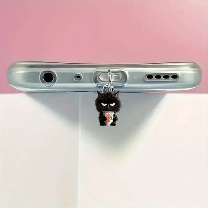 A cute black cat acrylic pendant, mobile phone dust plug, suitable for Apple mobile phone charging interface and Type-c interface