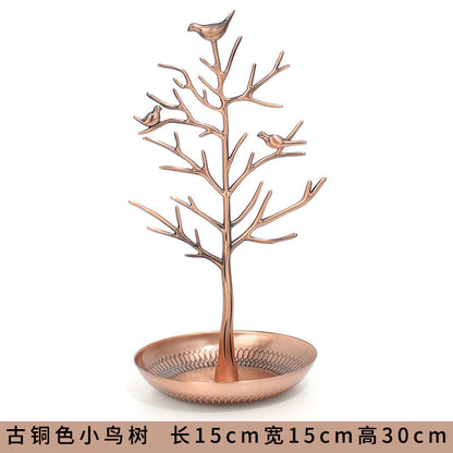 رف عرض مجوهرات على شكل شجرة طائر، رف عرض مجوهرات من سبيكة معدنية، رف مجوهرات من شجرة السنط، زينة بالجملة 