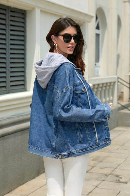 A denim jacket fashion oversized loose women denim jacket versatile